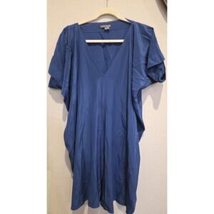 Vince Women's Silk V-Neck Knee Length Dress Blue Size M Tunic